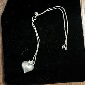 925 Silver necklace with Puffed Heart in Excellent Pre-Owned Condition